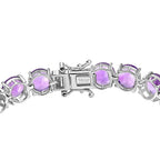 Pink Amethyst Line Bracelet (Size - 7.5) with GB Lock Box in Rhodium Overlay Sterling Silver 31.75 Ct, Silver Wt. 11.50 Gms.