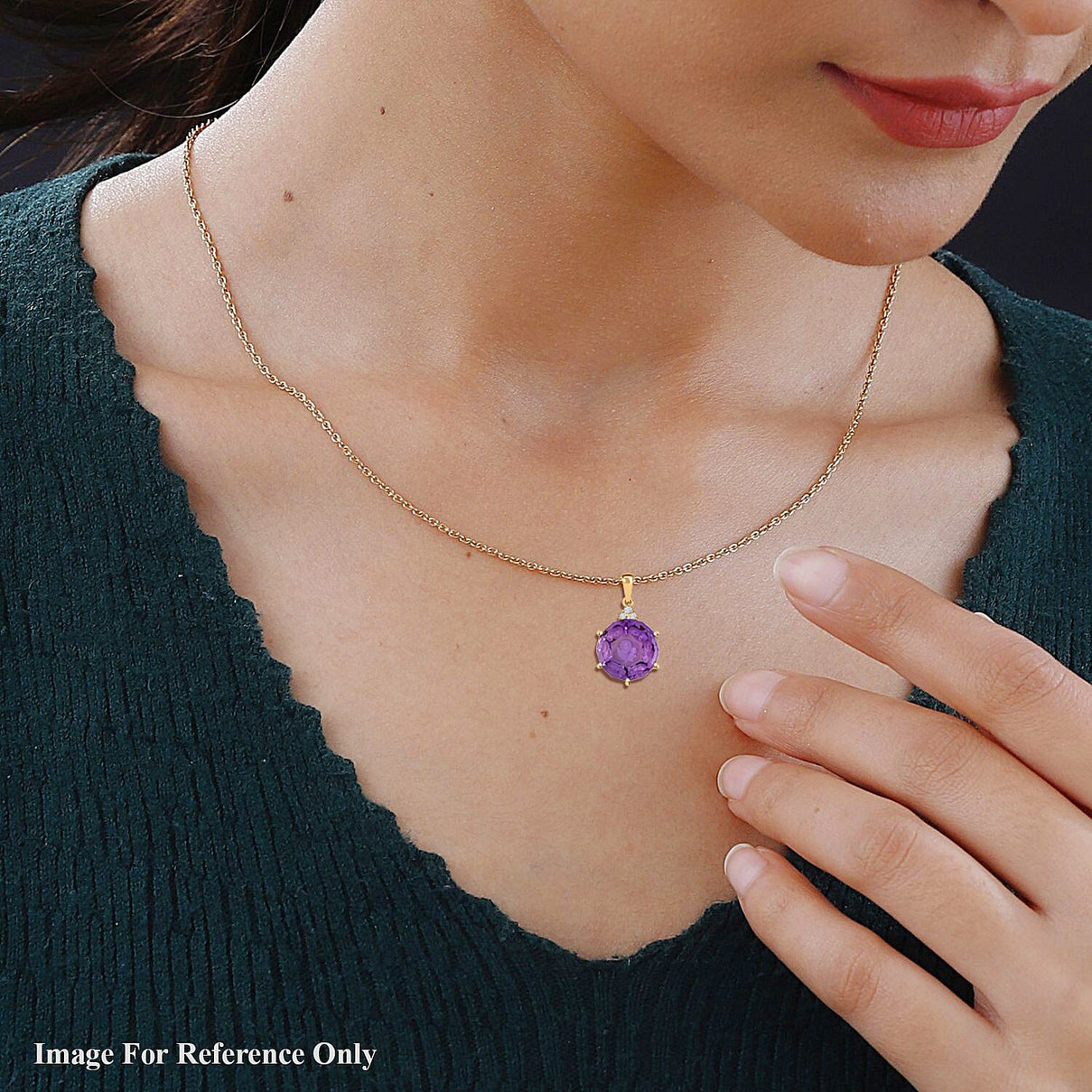 Pink Amethyst &amp; Moissanite Pendant with Chain (Size 20) in 18K Vermeil Yellow Gold Plated Sterling Silver 22.91 Ct, Silver Wt. 5.19 Gms 4209626 1