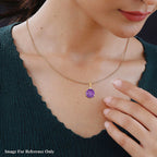 Pink Amethyst & Moissanite Pendant with Chain (Size 20) in 18K Vermeil Yellow Gold Plated Sterling Silver 22.91 Ct, Silver Wt. 5.19 Gms