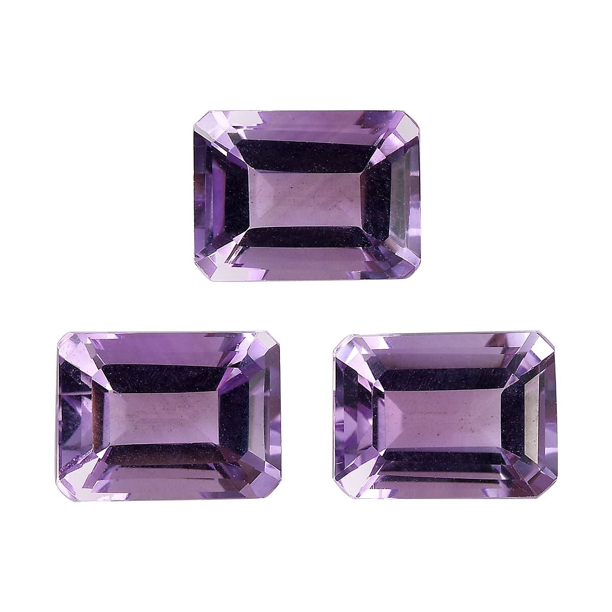 Set of 3 Pink Amethyst Loose Gemstones in Octagon Cut (8x6mm) 7751246 0