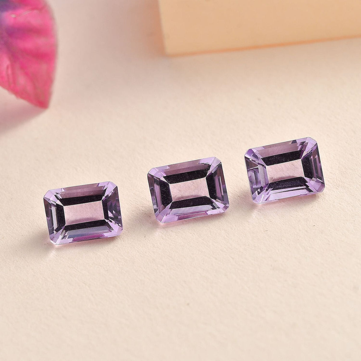 Set of 3 Pink Amethyst Loose Gemstones in Octagon Cut (8x6mm) 7751246 2