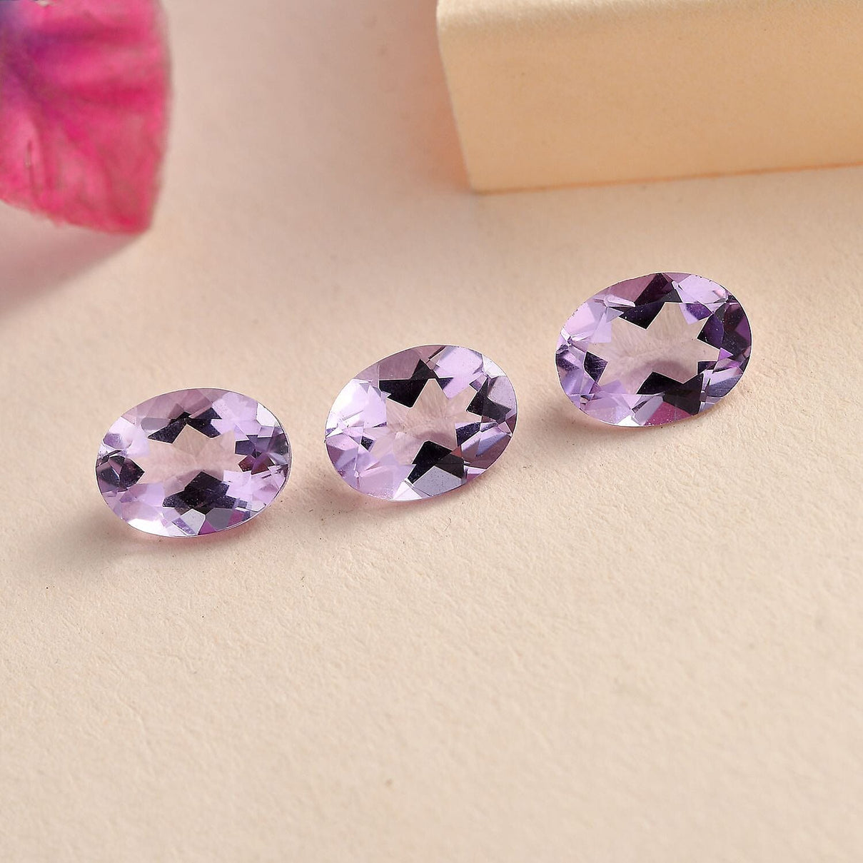 Set of 3 Pink Amethyst Loose Gemstones in Oval Cut (8x6mm) 7751252 2