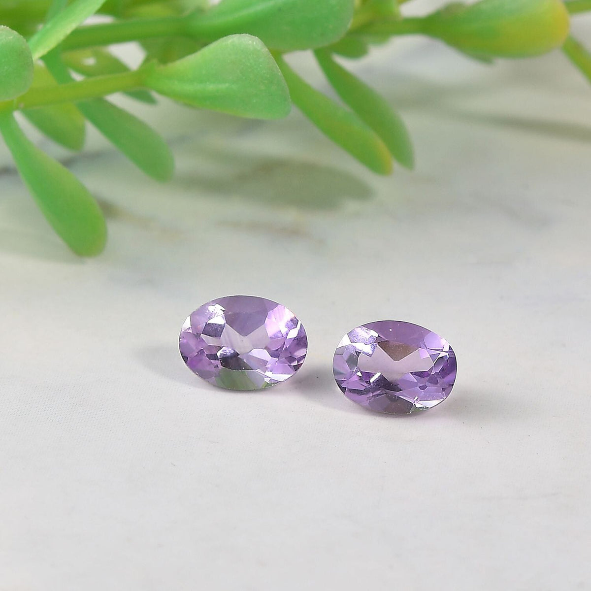 Set of 2 Pink Amethyst Loose Gemstones in Oval Shape (8x6 mm) 8024946 1