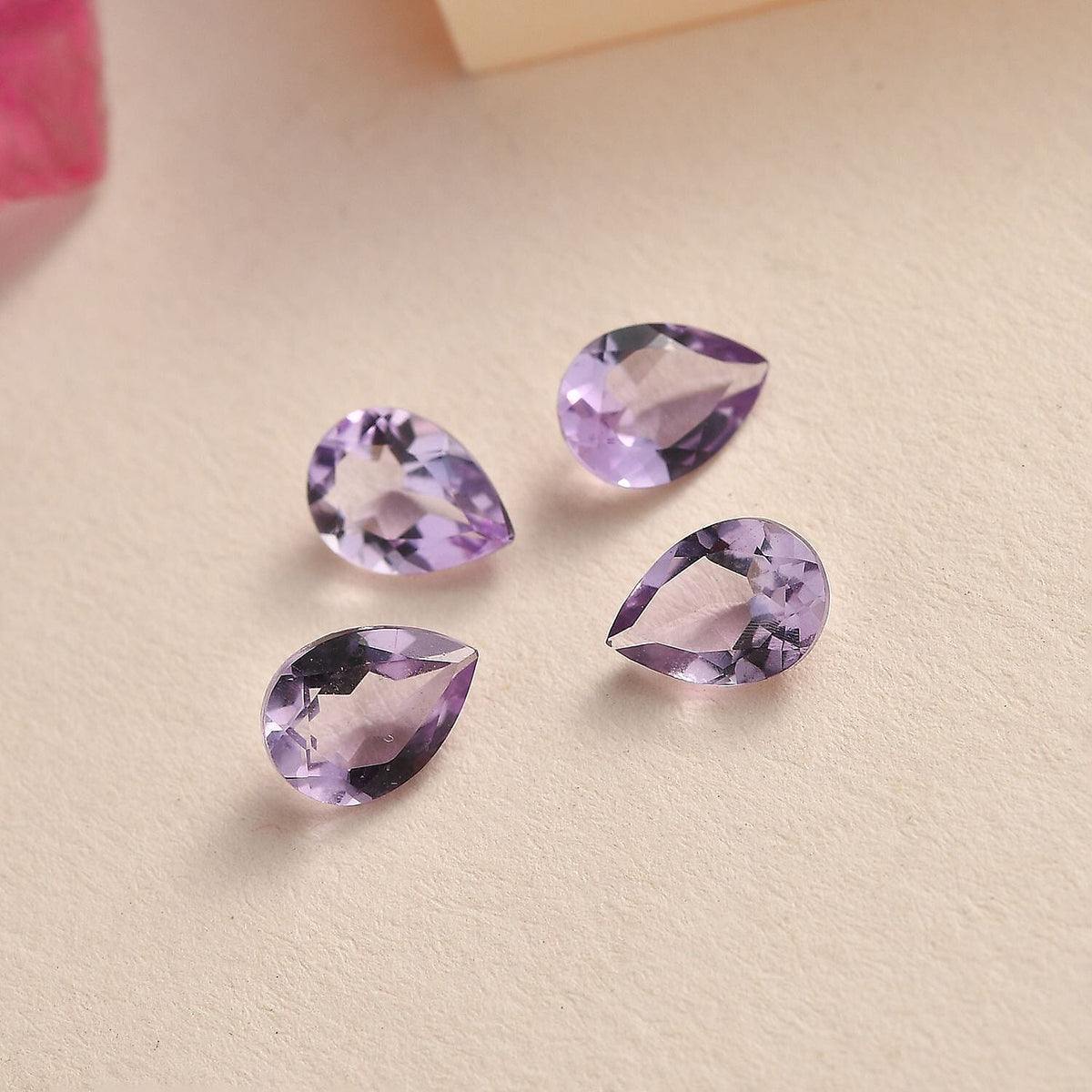 Set of 4 Pink Amethyst Loose Gemstones in Pear Cut (7x5mm) 7751253 2
