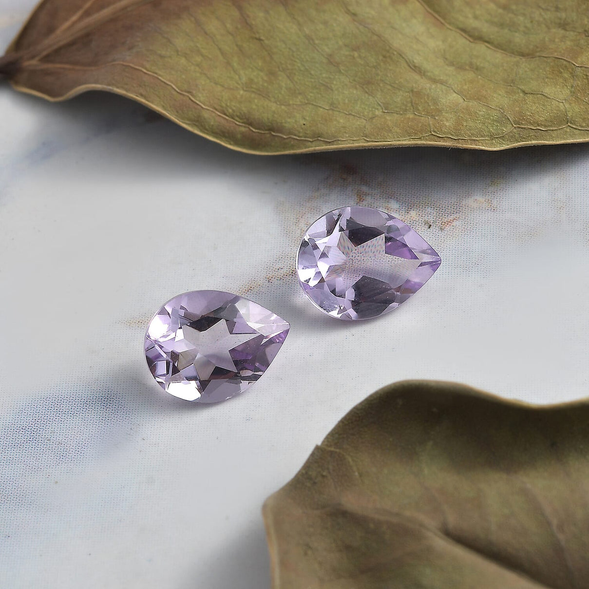 Set of 2 Pink Amethyst Loose Gemstones in Pear Shape (9x7mm) 7827425 2