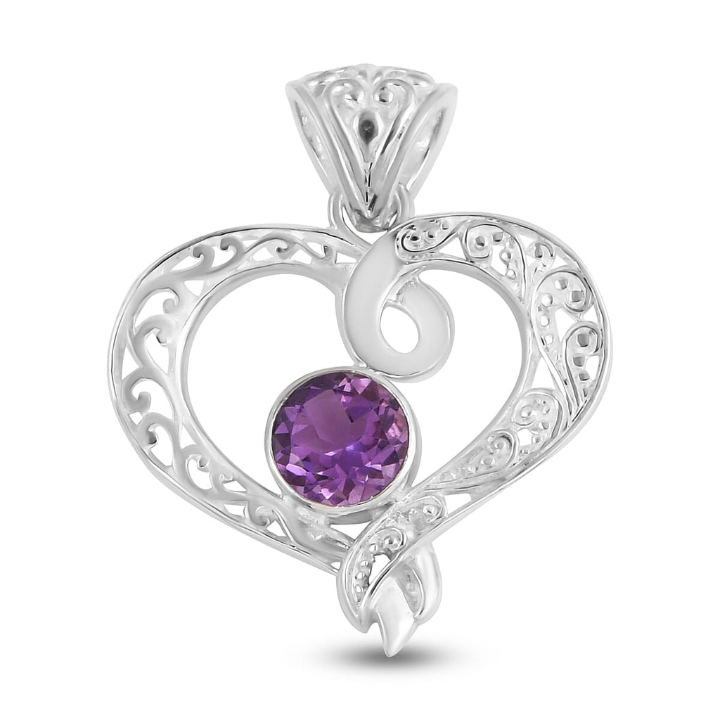 Pink Amethyst Handcrafted Heart Pendant Sterling Silver 12.00 Ct