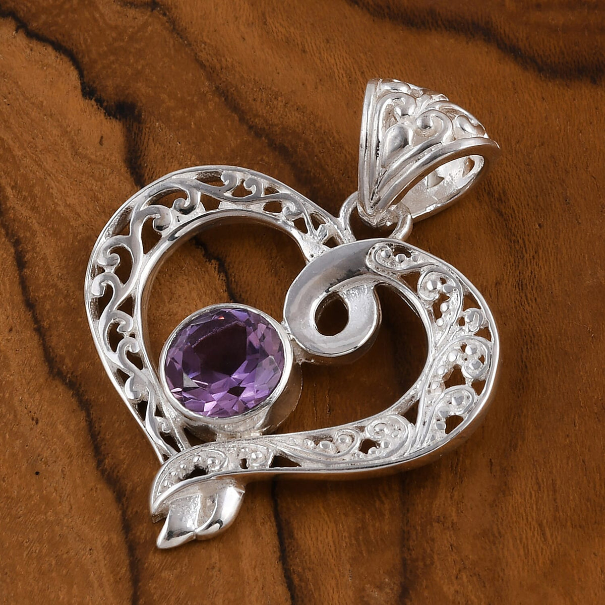 Pink Amethyst Handcrafted Heart Pendant Sterling Silver 12.00 Ct 8857934 2