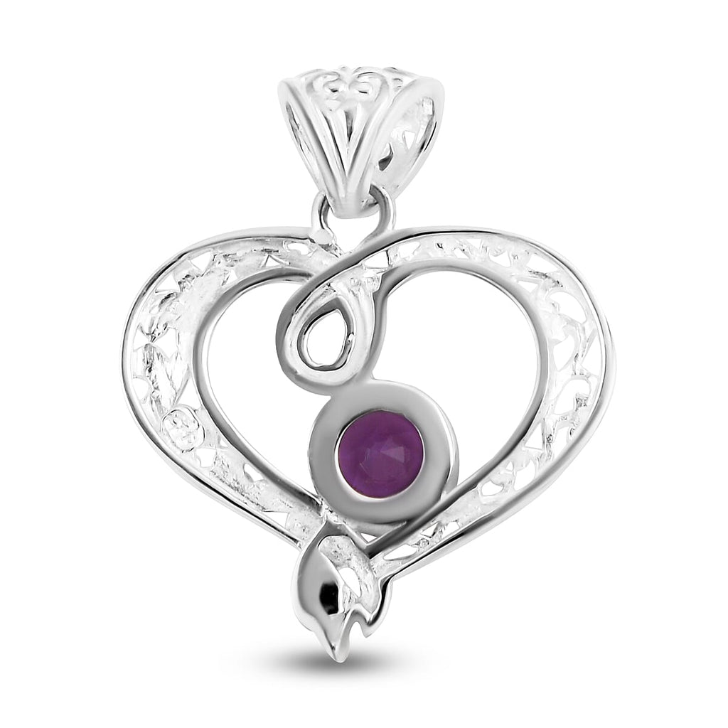 Pink Amethyst Handcrafted Heart Pendant Sterling Silver 12.00 Ct