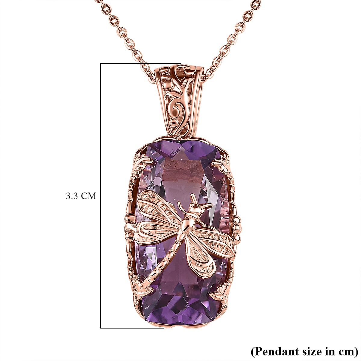 Pink Amethyst Pendant with Chain (Size 20) in 18K Rose Gold Vermeil Plated Sterling Silver 12.88 Ct. 4165266 7
