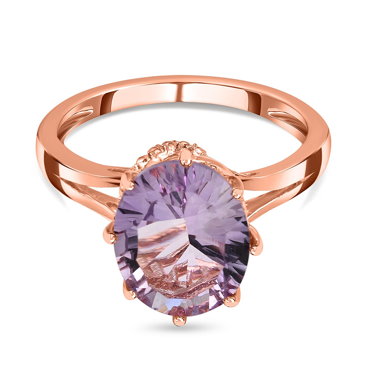 3 Ct. Pink Amethyst Solitaire Ring in 18K Vermeil Rose Gold Over Sterling Silver 7519991 2