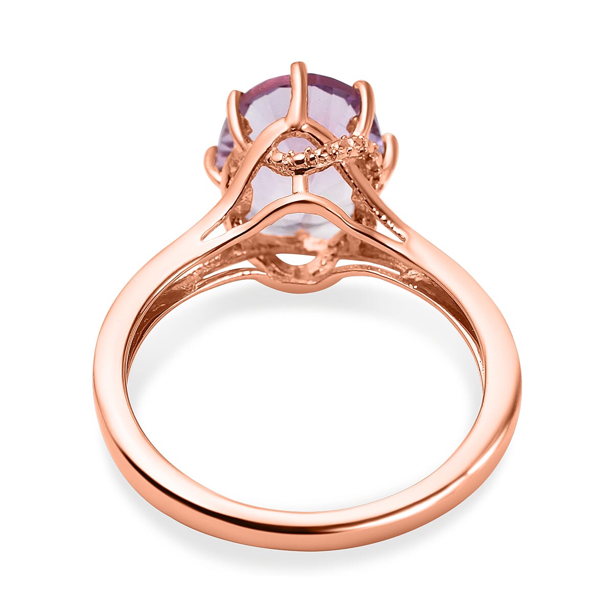 3 Ct. Pink Amethyst Solitaire Ring in 18K Vermeil Rose Gold Over Sterling Silver 7519991 10