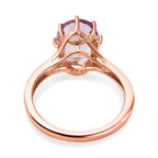 D'Joy Pink Amethyst Solitaire Ring in 18K Vermeil Rose Gold Plated Sterling Silver 3.27 Ct.