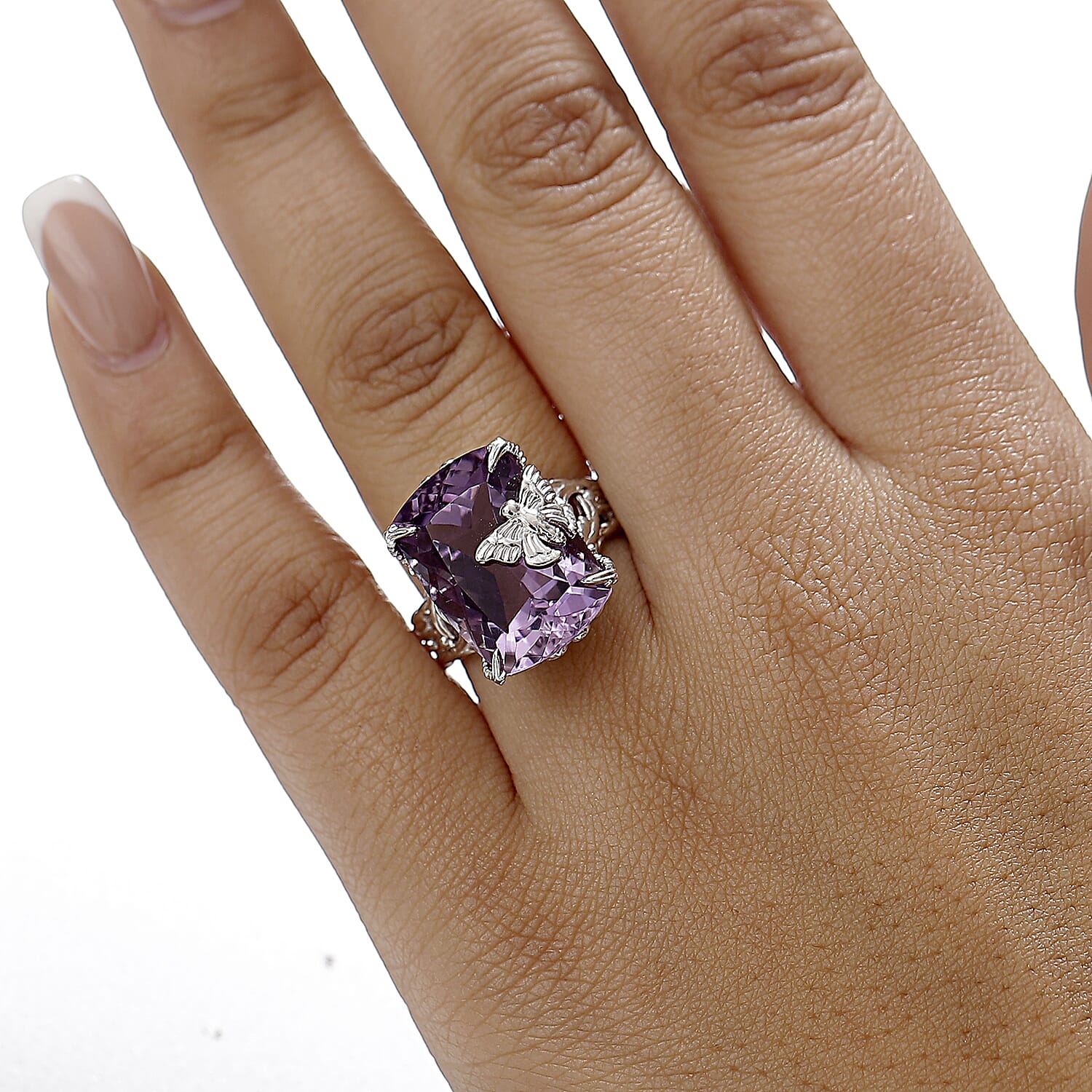 Pink Amethyst Nature Ring in Rhodium Overlay Sterling Silver 12.50 Ct. 8036811 3