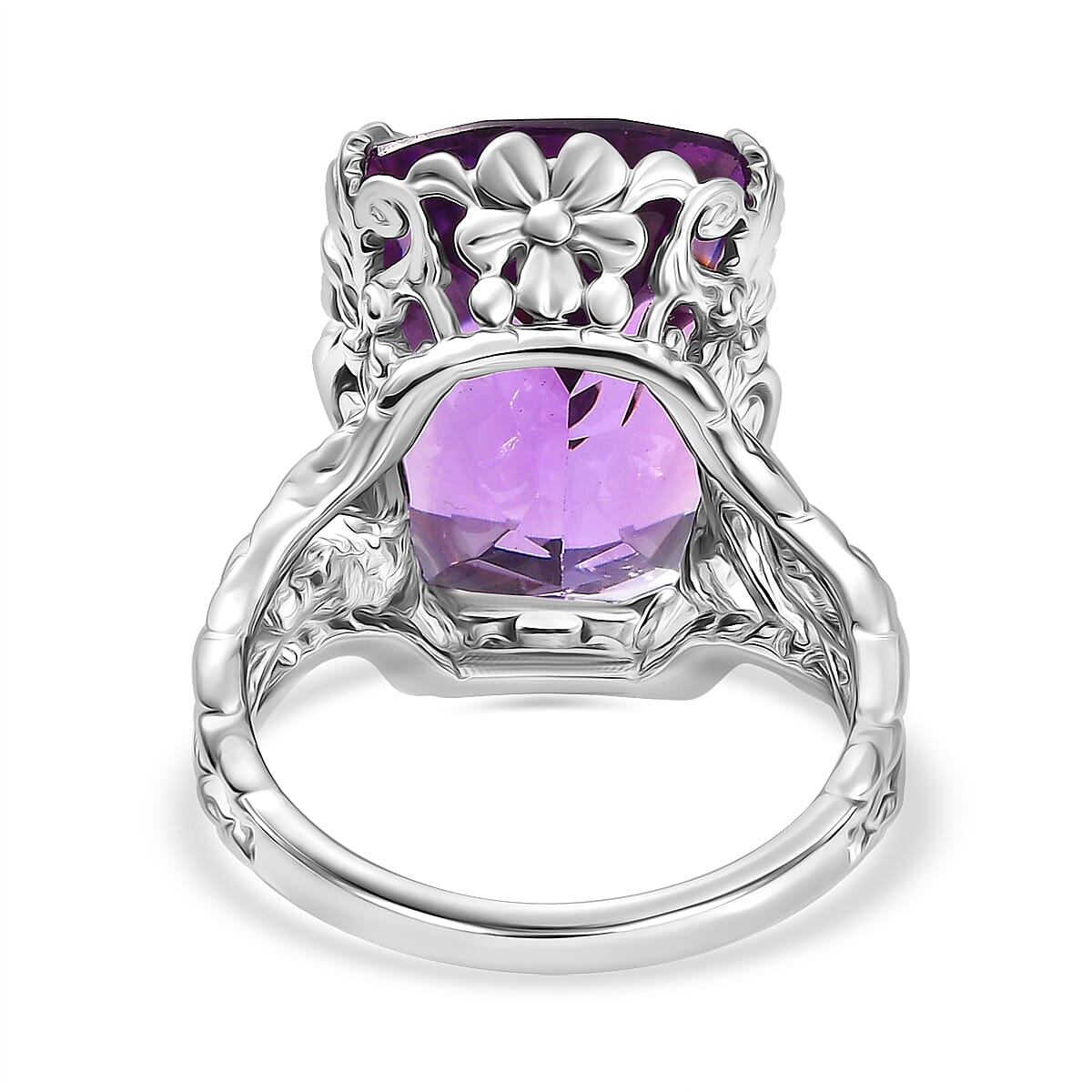 Pink Amethyst Nature Ring in Rhodium Overlay Sterling Silver 12.50 Ct. 8036811 5