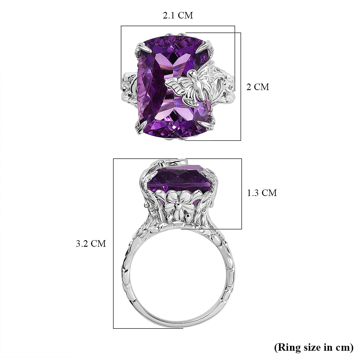 Pink Amethyst Nature Ring in Rhodium Overlay Sterling Silver 12.50 Ct. 8036811 6