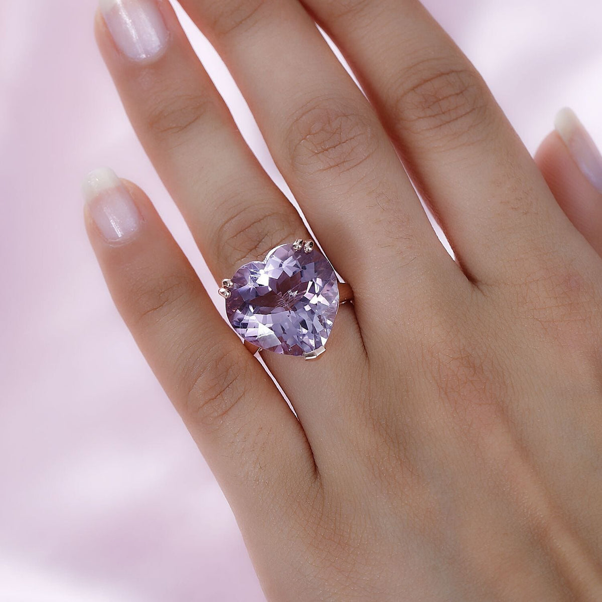 Pink Amethyst Solitaire Heart Ring in 18K Vermeil Rose Gold Plated Sterling Silver 15.00 ct. 7711636 2