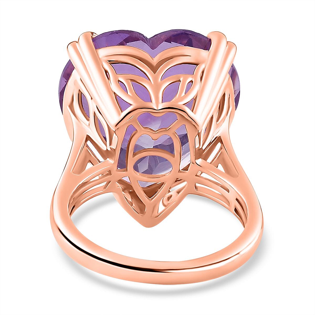 Pink Amethyst Solitaire Heart Ring in 18K Vermeil Rose Gold Plated Sterling Silver 15.00 ct. 7711636 4
