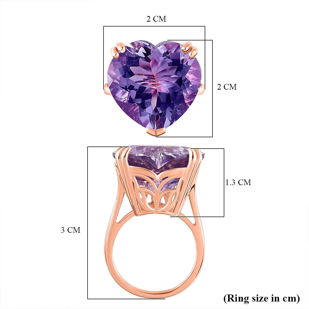 Pink Amethyst Solitaire Heart Ring in 18K Vermeil Rose Gold Plated Sterling Silver 15.00 ct. 7711636 5