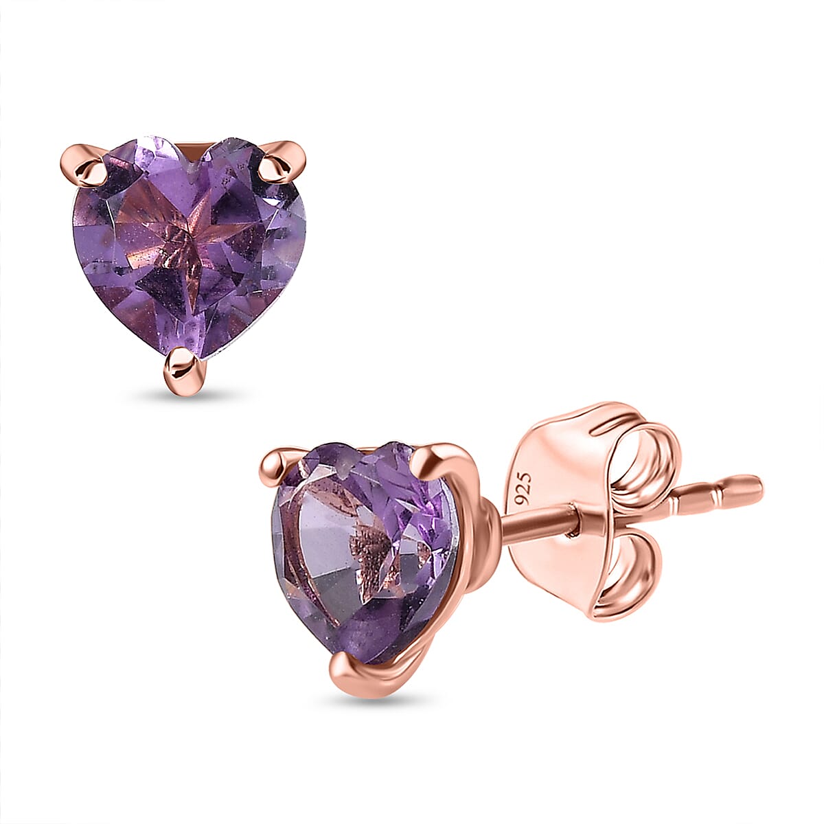 Pink Amethyst Solitaire Stud Push Post Earring with Push Back Sterling Silver 2.20 Ct. 8114269 0