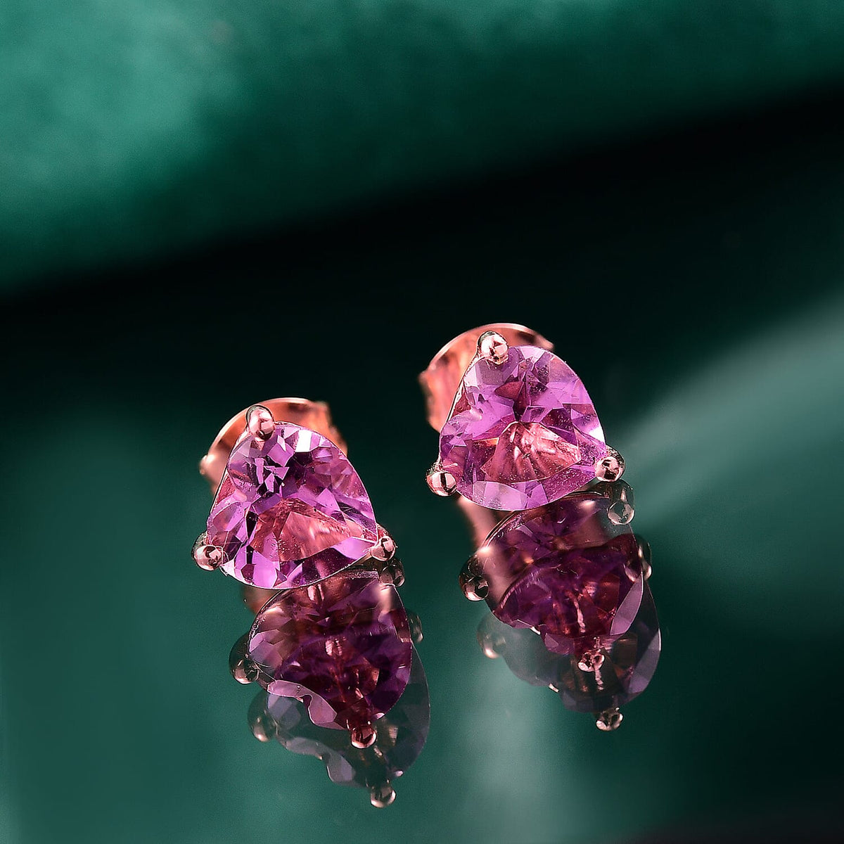 Pink Amethyst Solitaire Stud Push Post Earring with Push Back Sterling Silver 2.20 Ct. 8114269 2