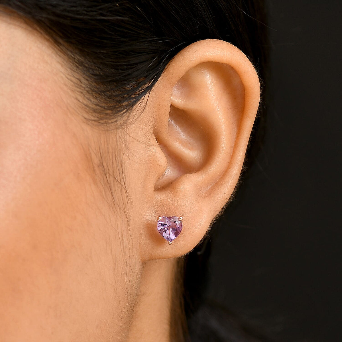 Pink Amethyst Solitaire Stud Push Post Earring with Push Back Sterling Silver 2.20 Ct. 8114269 3