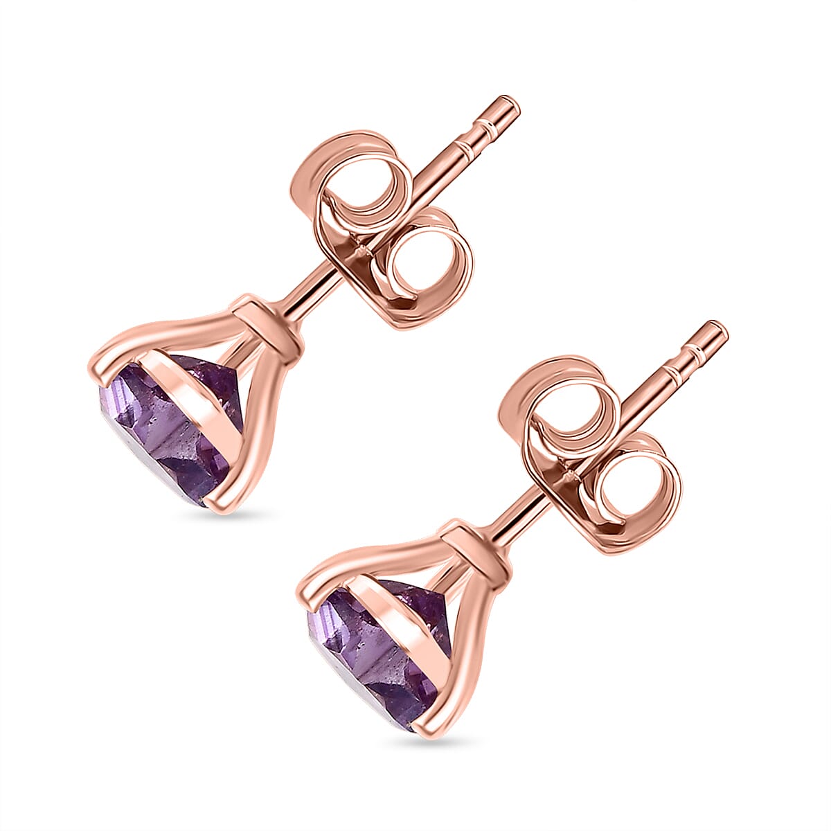 Pink Amethyst Solitaire Stud Push Post Earring with Push Back Sterling Silver 2.20 Ct. 8114269 4