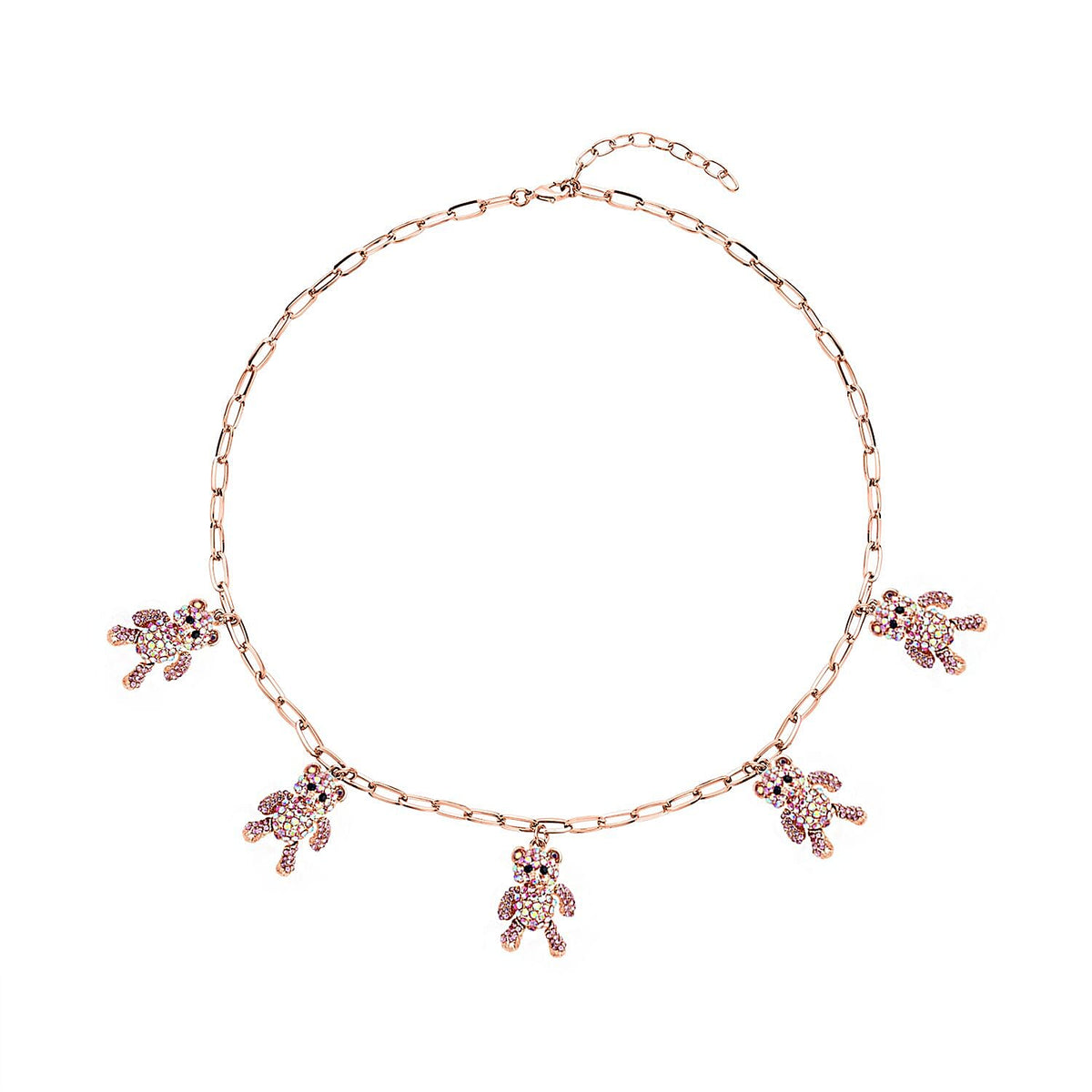 Pink Austrian Crystal Bear Charm Necklace (Size - 20-2 Inch Ext.) in Rose Gold Tone 7265567 0