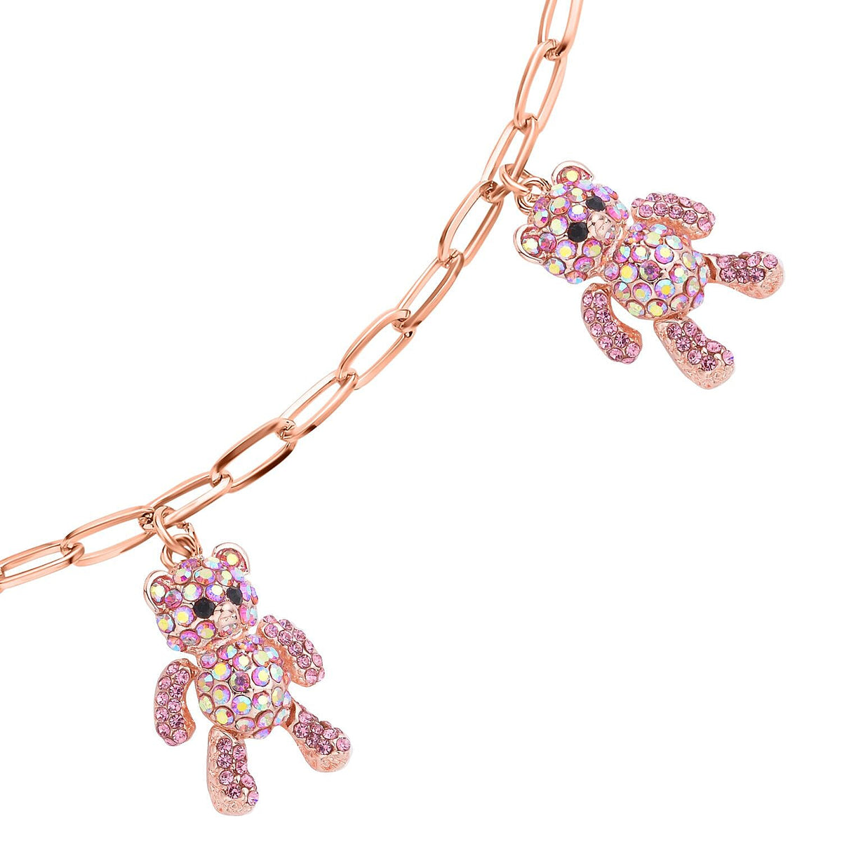 Pink Austrian Crystal Bear Charm Necklace (Size - 20-2 Inch Ext.) in Rose Gold Tone 7265567 2