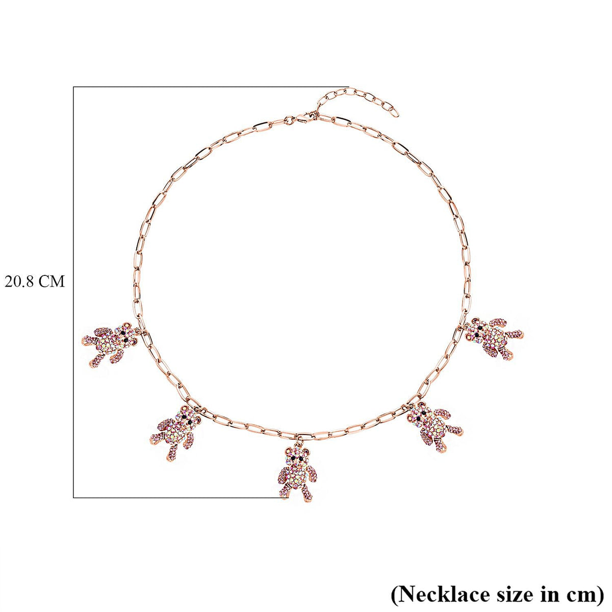 Pink Austrian Crystal Bear Charm Necklace (Size - 20-2 Inch Ext.) in Rose Gold Tone 7265567 3