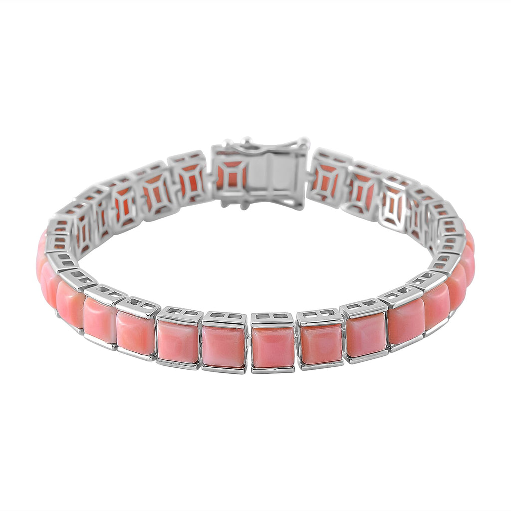 Queen Conch Shell Cluster Bracelet (Size - 8) in Rhodium Sterling Silver 38.75 Ct,  Silver Wt. 14.50 Gms