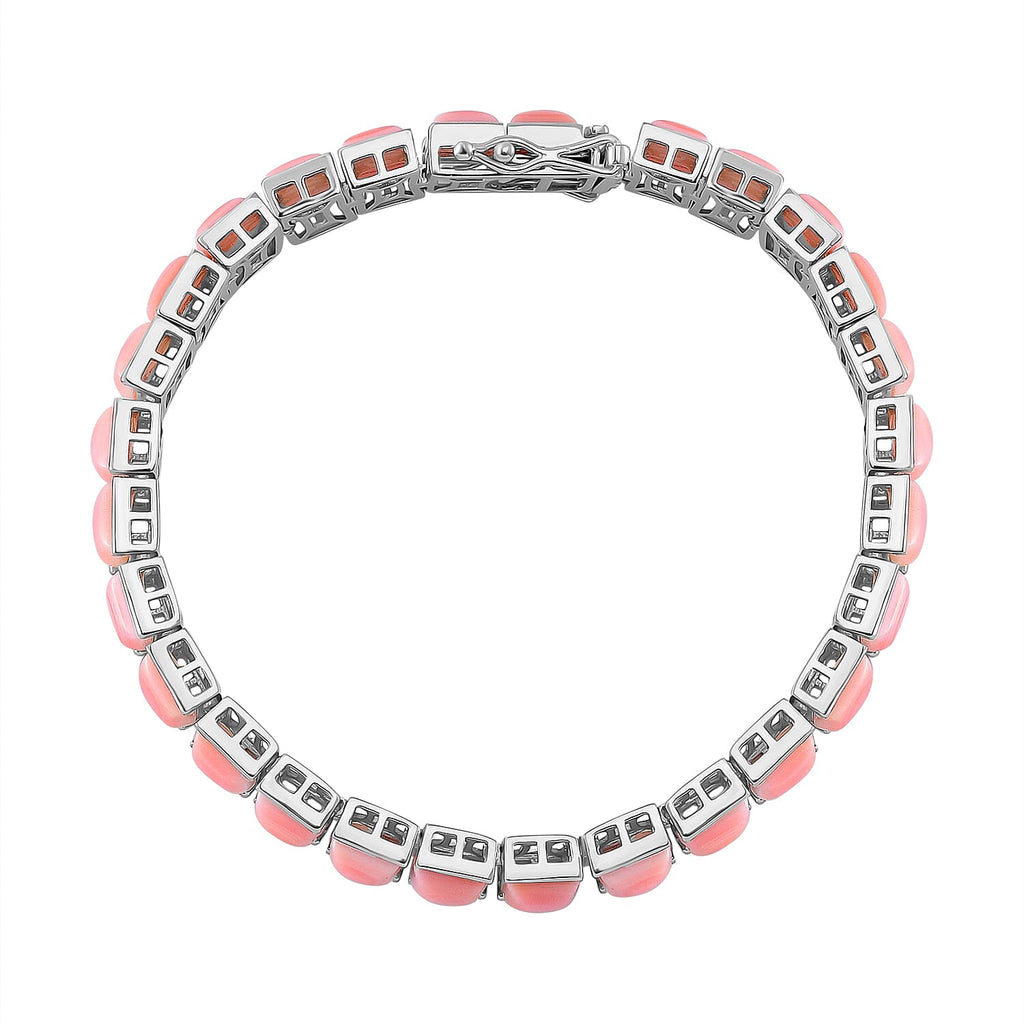 Queen Conch Shell Cluster Bracelet (Size - 8) in Rhodium Sterling Silver 38.75 Ct,  Silver Wt. 14.50 Gms