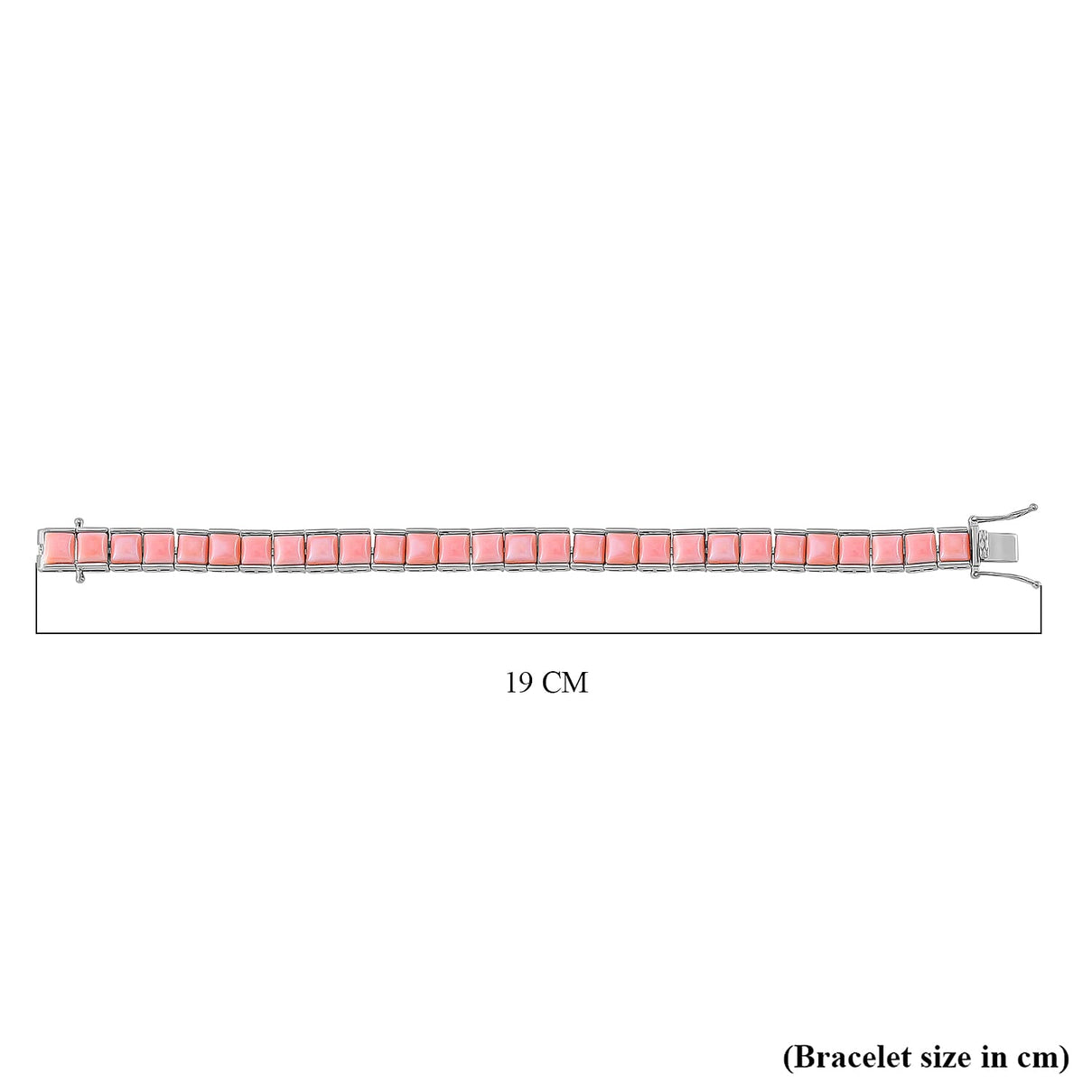Pink Conch Shell Line Bracelet (Size - 7) in Rhodium Overlay Sterling Silver, Silver Wt. 16 Gms 35.000 Ct. 7803845 5