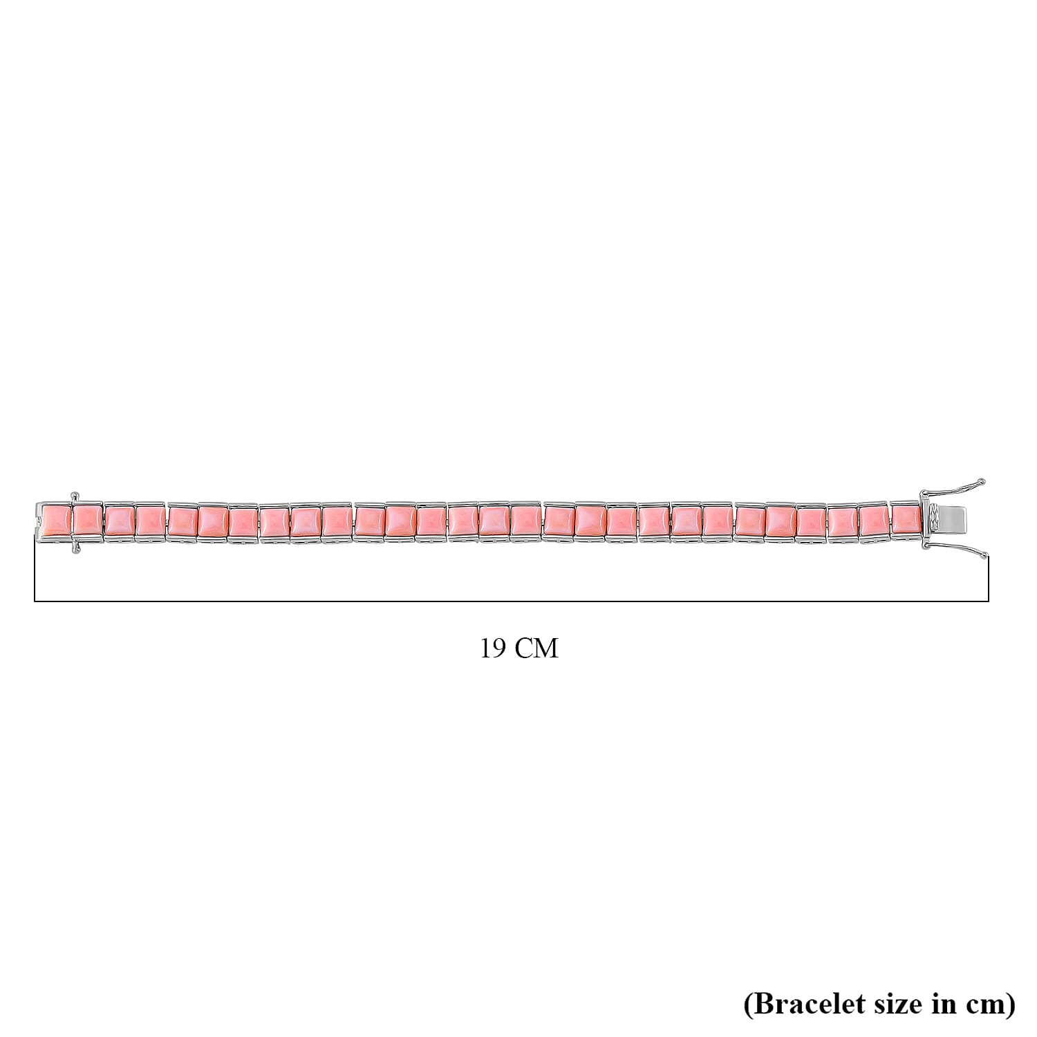 Pink Conch Shell Line Bracelet (Size - 7) in Rhodium Overlay Sterling Silver, Silver Wt. 16 Gms 35.000 Ct. 7803845 5