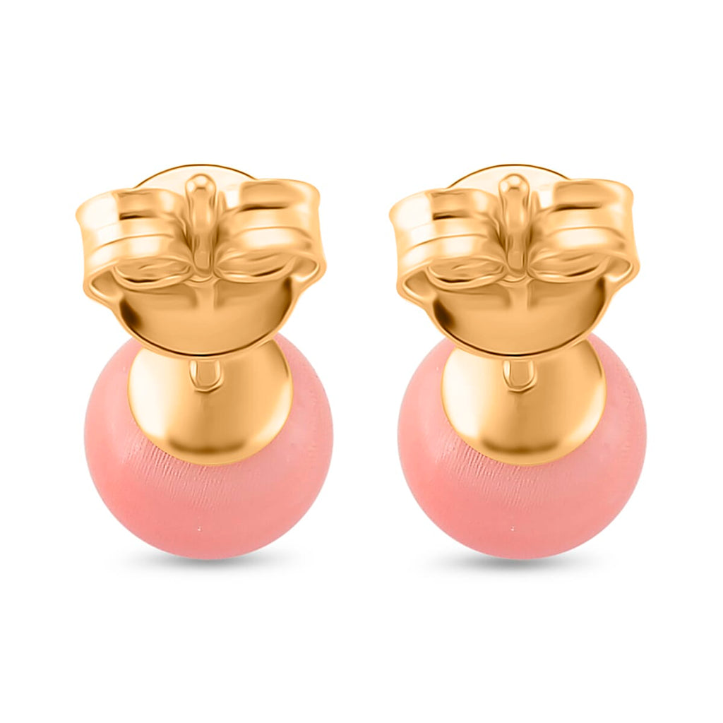 Queen Conch Shell Earrings with Push Backs in 14K Yellow Gold Plated Sterling Silver 2.50 Ct.