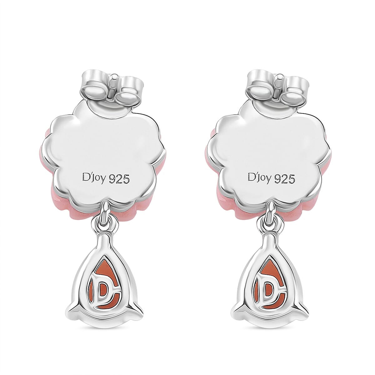 Queen Conch Shell and Moissanite Floral Drop Earring with Push Back in Rhodium Overlay Sterling Silver 8.27 Ct. 8187193 5