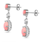 Queen Conch Shell & Moissanite Dangling Earring with Push Back in Rhodium Overlay Sterling Silver 5.80 Ct.