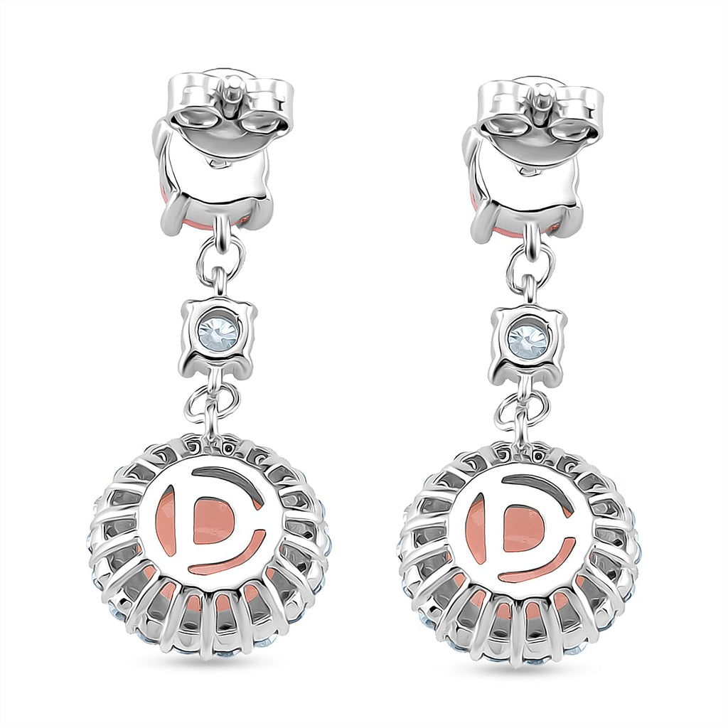 Queen Conch Shell & Moissanite Dangling Earring with Push Back in Rhodium Overlay Sterling Silver 5.80 Ct.