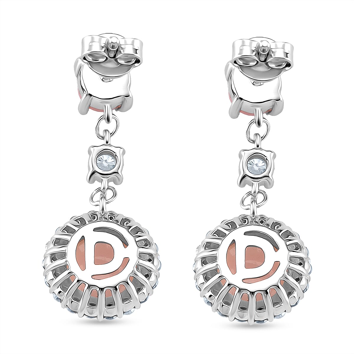 Queen Conch Shell and Moissanite Dangling Earring with Push Back in Rhodium Overlay Sterling Silver 5.80 Ct. 8187195 4