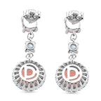 Queen Conch Shell & Moissanite Dangling Earring with Push Back in Rhodium Overlay Sterling Silver 5.80 Ct.
