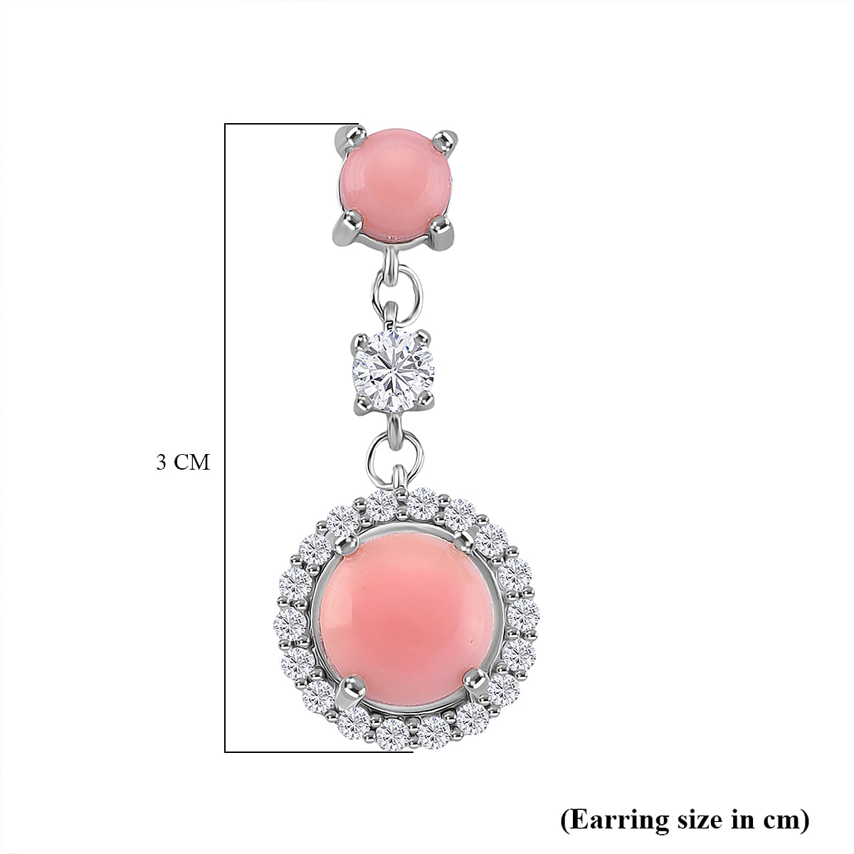 Queen Conch Shell and Moissanite Dangling Earring with Push Back in Rhodium Overlay Sterling Silver 5.80 Ct. 8187195 5