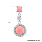 Queen Conch Shell & Moissanite Dangling Earring with Push Back in Rhodium Overlay Sterling Silver 5.80 Ct.