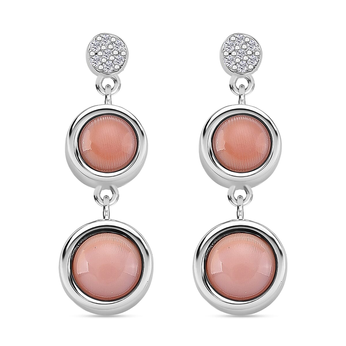 Queen Conch Shell and Moissanite Earring with Push Back in Rhodium Overlay Sterling Silver 2.27 Ct 8187190 0