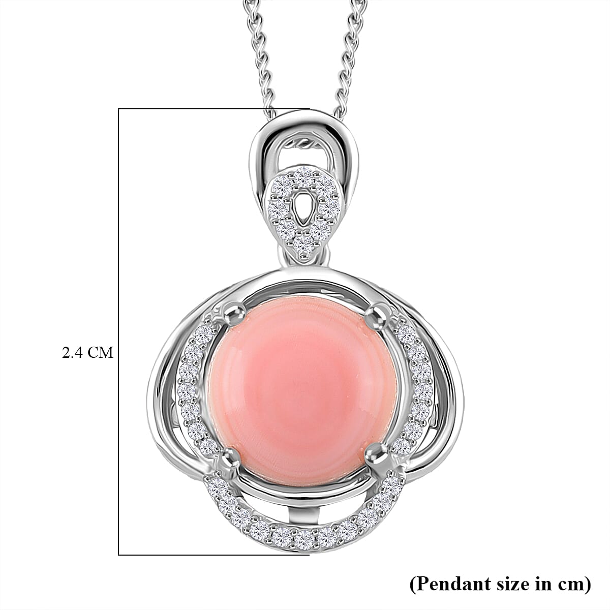 D'Joy Pink Conch Shell and Moissanite Pendant with Chain (Size 18) with Lobster Clasp in Rhodium Overlay Sterling Silver 3.18 Ct 4395460 5