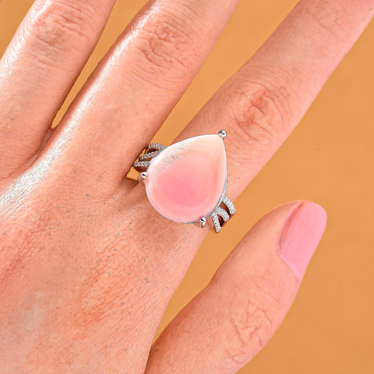Queen Conch Shell &amp; Moissanite Ring in Rhodium Overlay Sterling Silver 10.77 Ct. 8186987 1