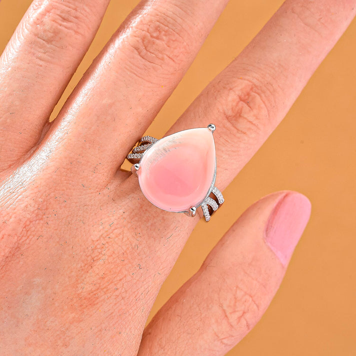 Queen Conch Shell &amp; Moissanite Ring in Rhodium Overlay Sterling Silver 10.77 Ct. 8186987 2