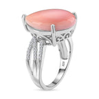 Queen Conch Shell & Moissanite Ring in Rhodium Overlay Sterling Silver 10.77 Ct.