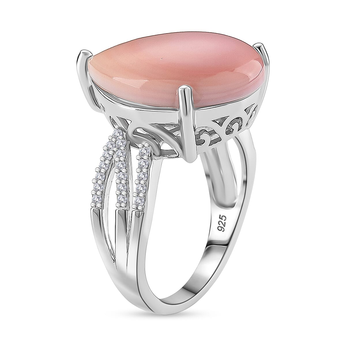 Queen Conch Shell &amp; Moissanite Ring in Rhodium Overlay Sterling Silver 10.77 Ct. 8186987 2