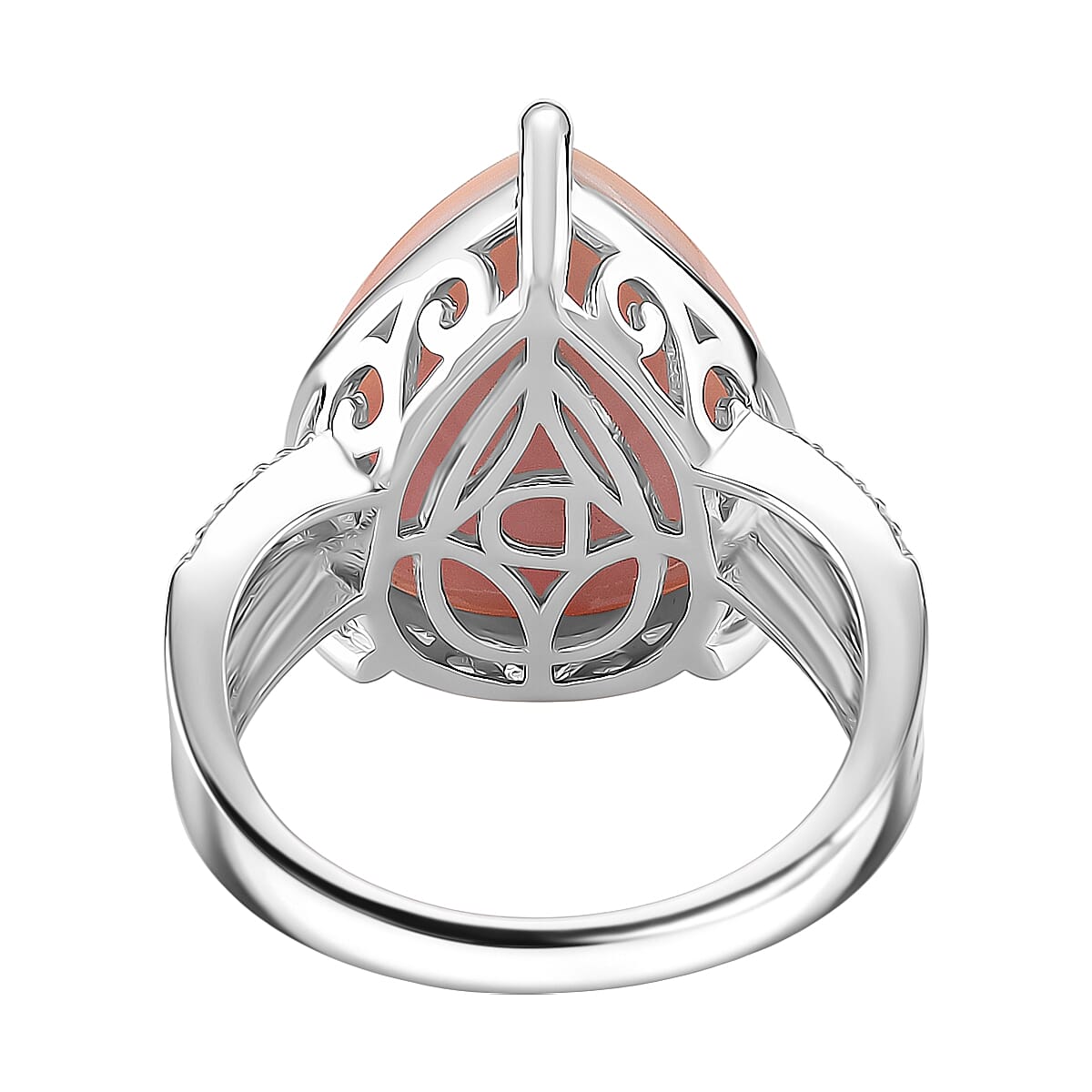 Queen Conch Shell &amp; Moissanite Ring in Rhodium Overlay Sterling Silver 10.77 Ct. 8186987 3