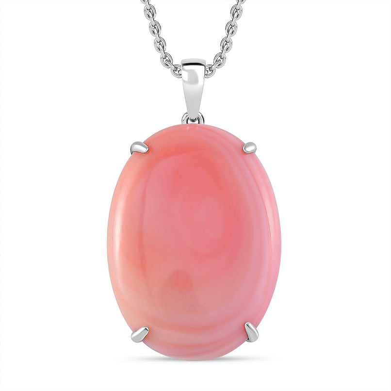 Biggest Deal - Queen Conch Shell (OV 30x22) Pendant with Chain (Size 18) in Rhodium Overlay Sterling Silver 35.00 Ct.