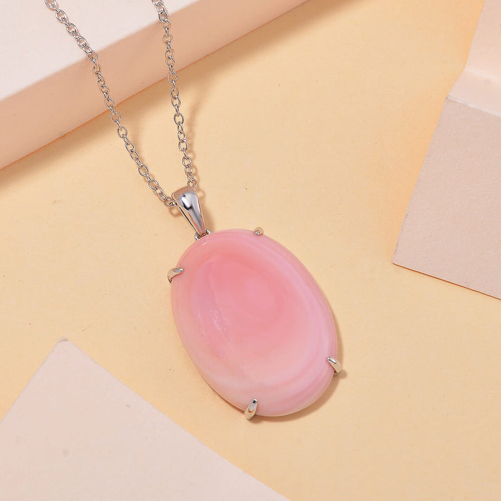 Pink Conch Shell Solitaire Pendant with Chain (Size 18) in Platinum and Rhodium Overlay Sterling Silver  Wt. 7.2 Gms  35.000  Ct. 4281292 2